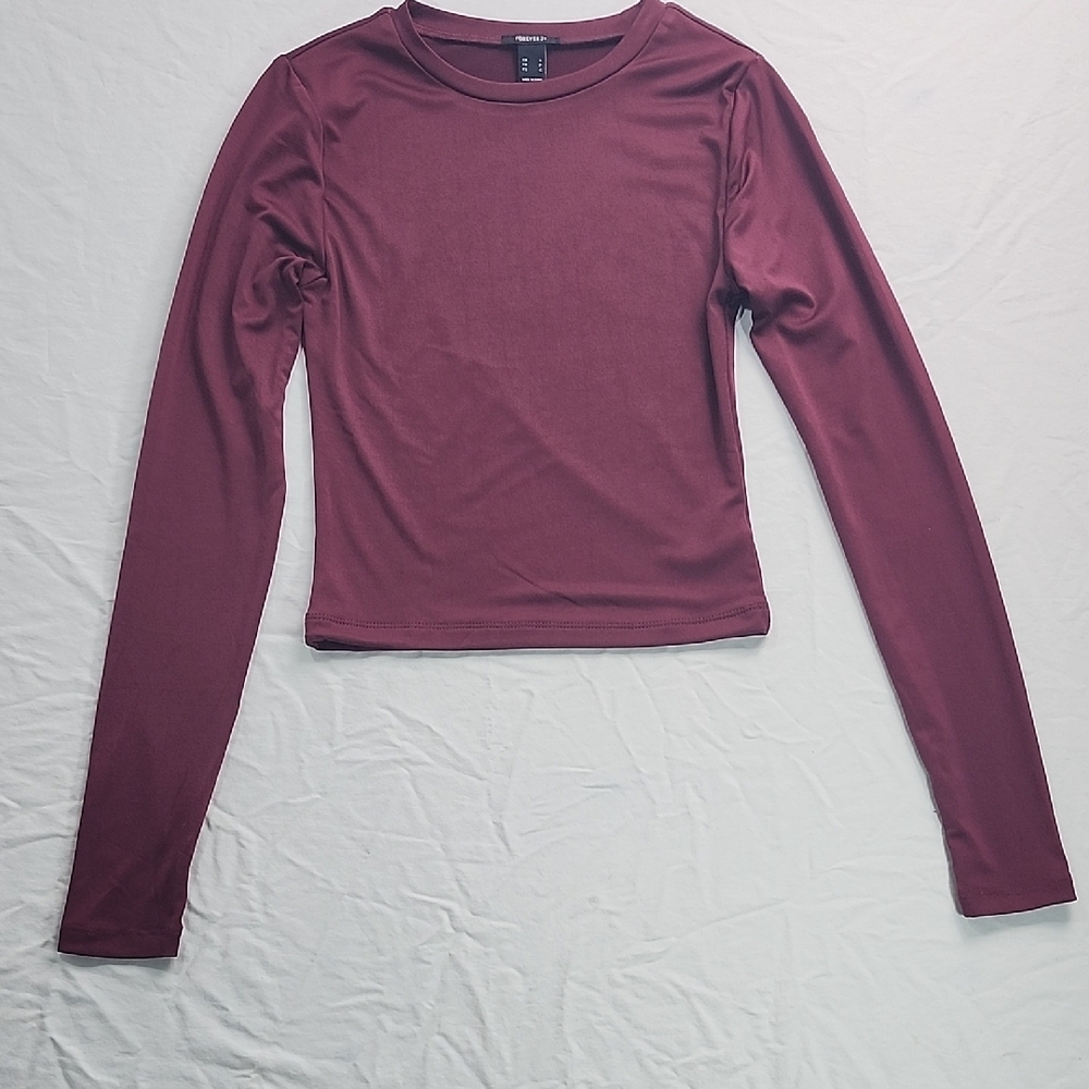 Forever 21 Red Fitted Long Sleeve Top